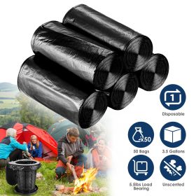 5 Rolls Overall 50 Count Black Garbage Bags Disposable Trash Bags Trash Can Liners Unscented Leak Resistant for Camping Toilet Home Office GPCT53