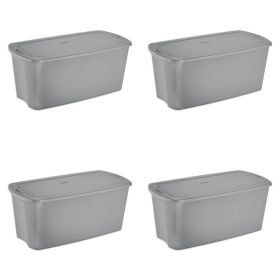 50 Gallon Tote Box Plastic, Gray, Set of 4